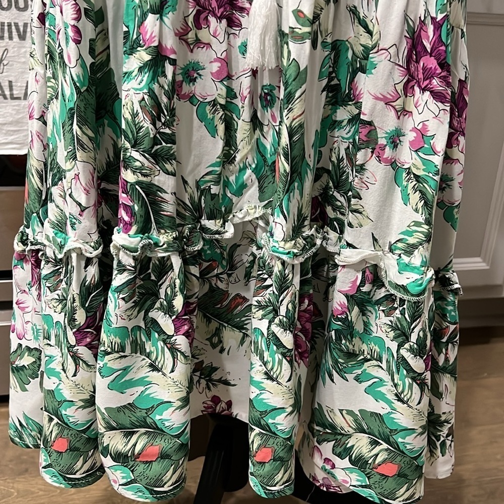 Sunday Mi Amor Tropical Floral Maxi Dress Small Boho Resort Rayon - Picture 8 of 13